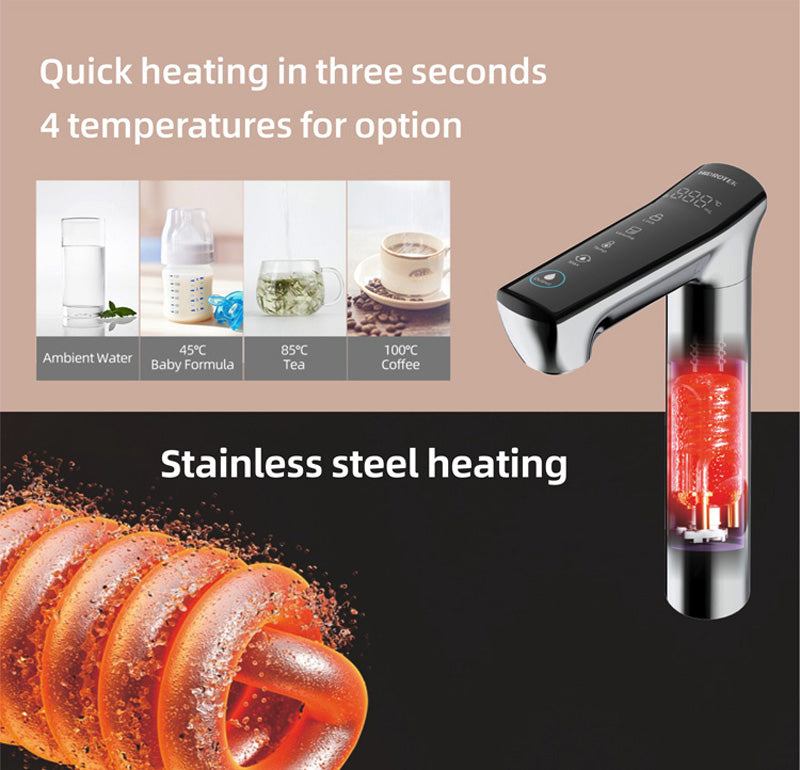 S02 400GPD Tankless Reverse Osmosis System & Instant Heating Faucet H12 & 2 Free SF03 Shower Filter