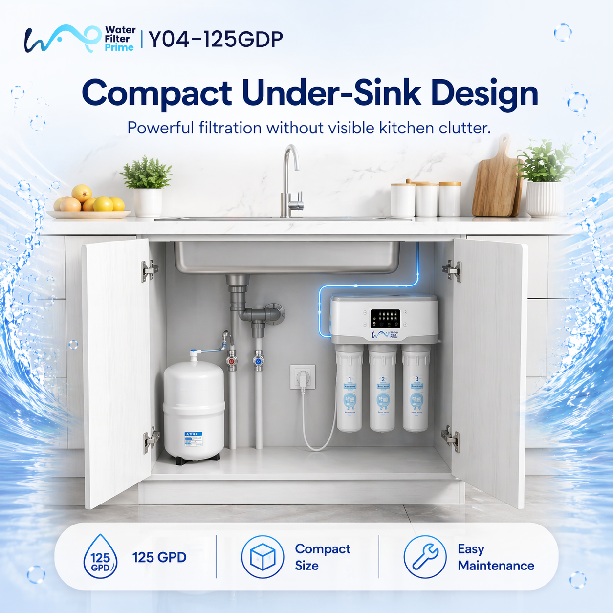 Water Filter Prime  Y04-125 GPD Reverse Osmosis System with Tank